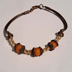 brown and orange bracelet metal clasps and bead holders